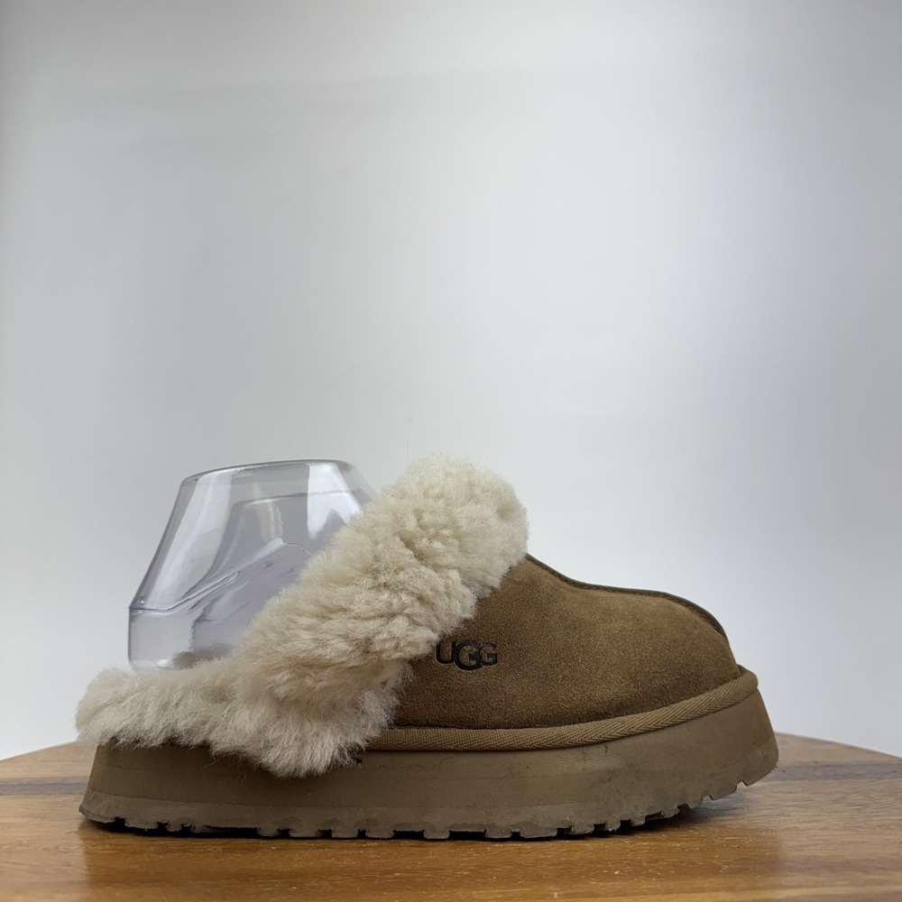 Womens Ugg Disquette Chestnut Shearling Lined Platform Slippers Shoes Size 7 M